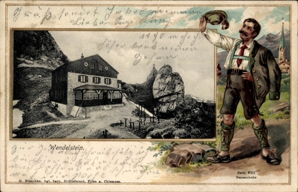 Stamp Postcard Bayrischzell in the Mangfall Mountains Upper Bavaria, Wendelstein