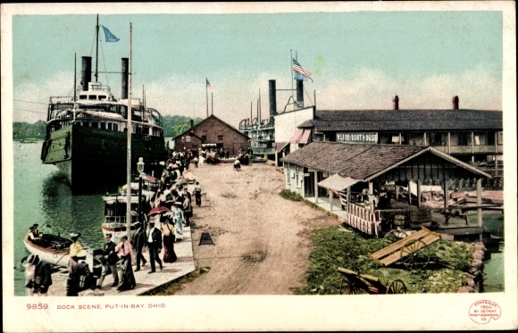 Ansichtkaart Put-in-Bay Ohio USA, dokscène