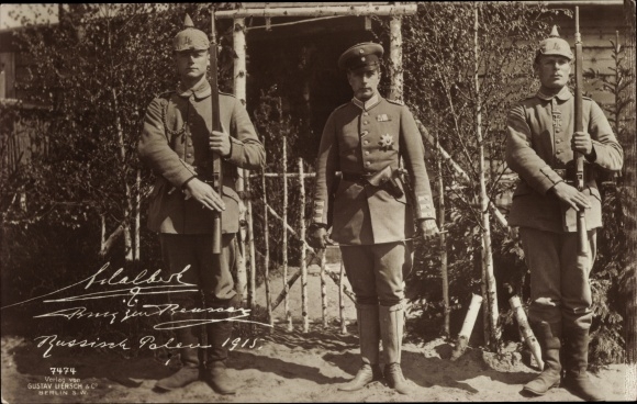 Postcard prince Adalbert von Prussia, Uniform, Russian Poland 1915, Uniform, I. WK, Regiment 4