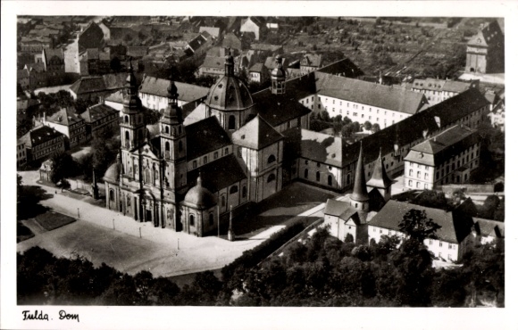 Ak Fulda in Hessen, luchtfoto, kathedraal