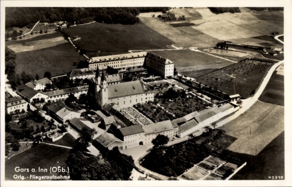 Ak Gars am Inn Oberbayern, Fliegeraufnahme