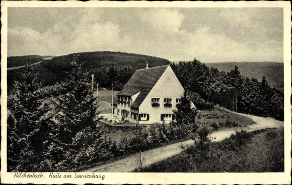 Postcard Hilchenbach in the district of Siegen Wittgenstein North Rhine-Westphalia, house on the sunny slope