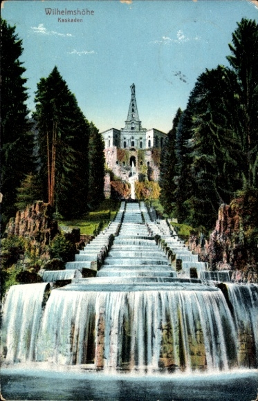 Ak Bad Wilhelmshöhe Kassel in Hessen, Wilhelmshöhe, Kaskaden, Wasserfälle,  Darstellung