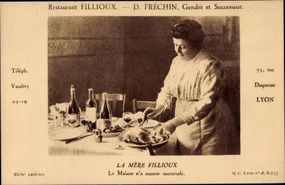 Postcard Lyon Rhône, Restaurant Fillioux, Mother Fillioux