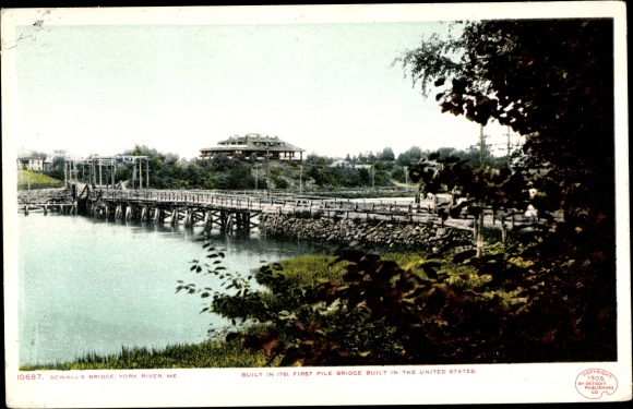 Ak Maine de V.S., de Rivier van York van de Brug van Sewalls