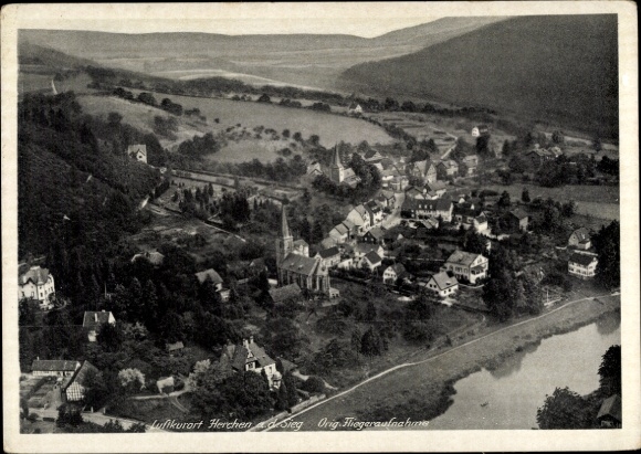 Postcard Herchen Windeck on the Sieg, aerial photograph