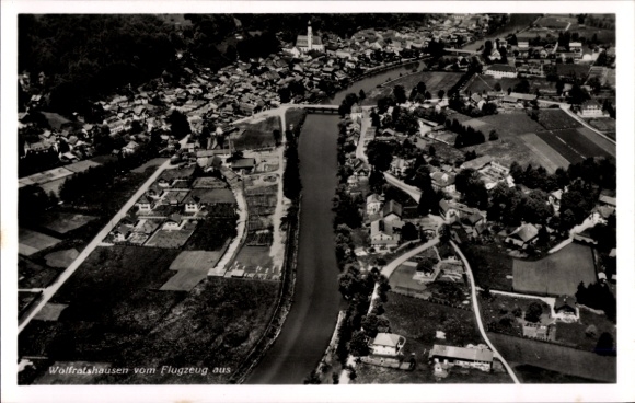 Postcard Wolfratshausen in Upper Bavaria, aerial photograph