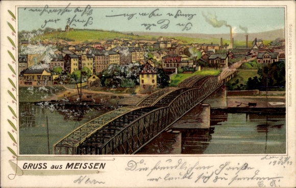 KP Meißen nad Łabą, widok ogólny, most kolejowy