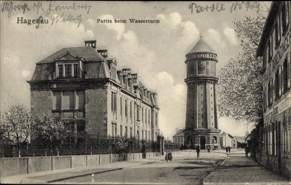 Postcard Haguenau Hagenau in Alsace Bas Rhin, part with water tower