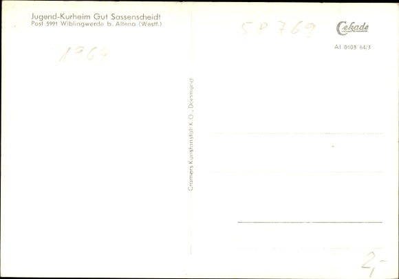 Postcard Wiblingwerde in Sauerland, youth health resort Gut Sassenscheidt