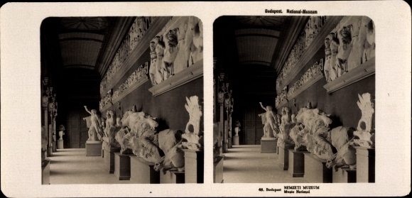 Stereo Photo Budapest Hungary, 1906, National Museum