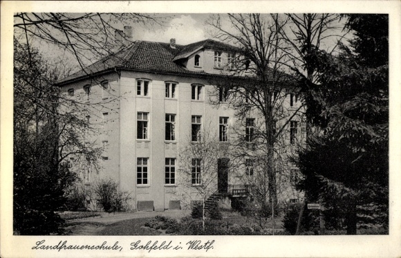 Ak Gohfeld Löhne in Westfalen, Landfrauenschule,  Gebäude, Bäume