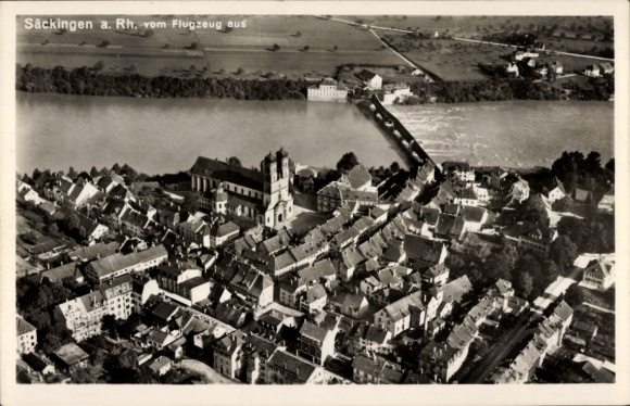 Postcard Bad Säckingen am Hochrhein, aerial photograph
