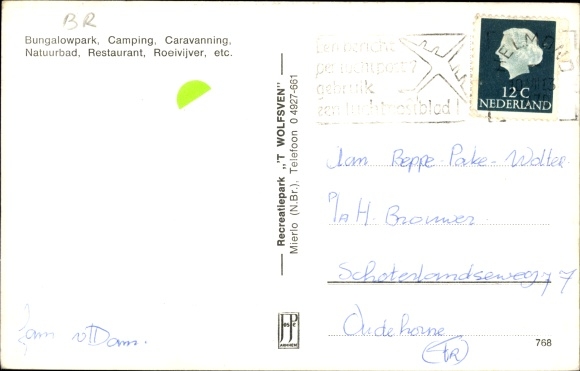 Postcard Mierlo Nordbrabant, Recreation Park &#39;t Wolfsven, Bungalow Park, Camping, Volleyball