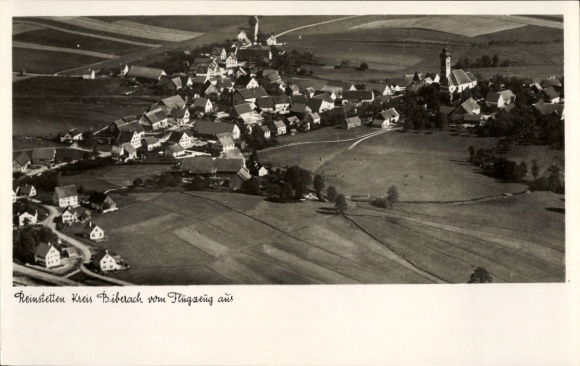Postcard Reinstetten Ochsenhausen in Württemberg, aerial photograph