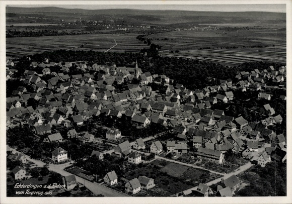 Postcard Echterdingen on the Fildern, aerial photograph