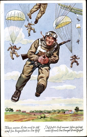 Künstler Ak Deutsche Wehrmacht, Fallschirmjäger, Mein Hand der Bengel ist ein Engel