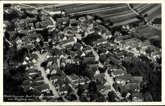 Postcard Niederhausen am Rhein Rheinhausen im Breisgau, aerial photograph