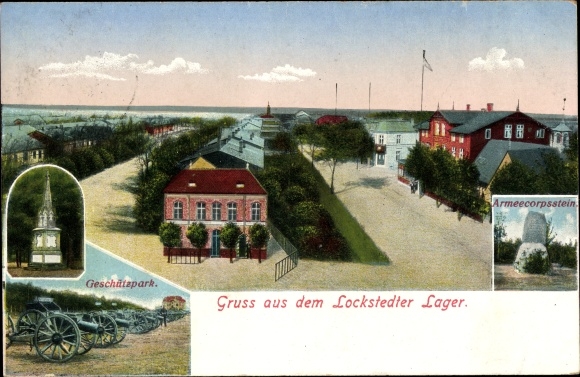 Ansichtkaart Lockstedt in Holstein, Lockstedt kamp, wapenpark, legerkorps steen