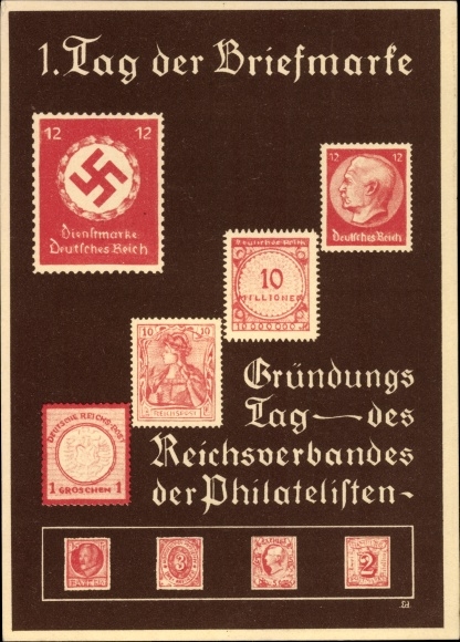Postzegels Ak 1. Dag van de postzegel, oprichtingsdag van de Reichsvereniging van filatelisten