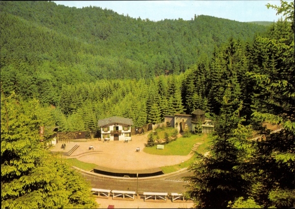 Postcard Steinbach Langenbach Schleusegrund in Thuringia, natural theater German Soviet friendship