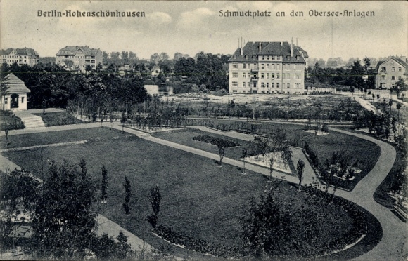 Ak Berlin Lichtenberg Hohenschönhausen, Schmuckplatz bij de Obersee-faciliteiten