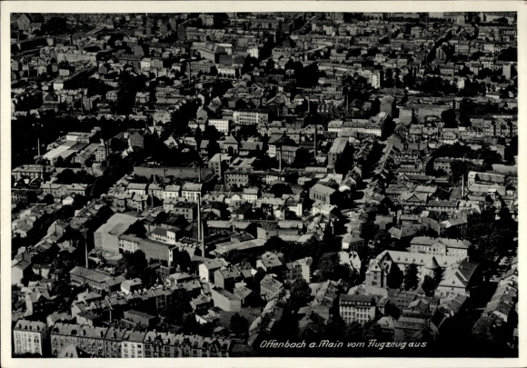 Postcard Offenbach am Main Hessen, aerial photograph
