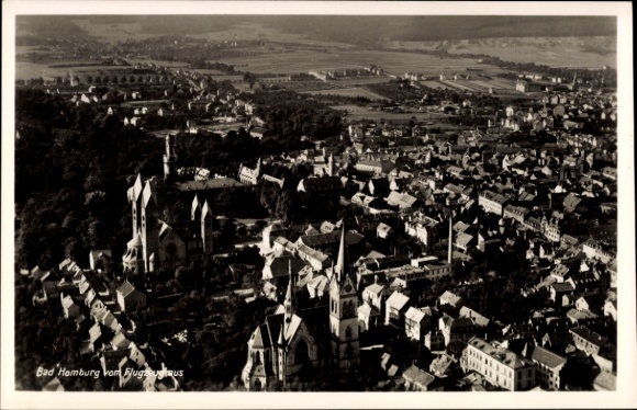 Postcard Bad Homburg vor der Höhe Hesse, aerial view of cityscape, houses, churches