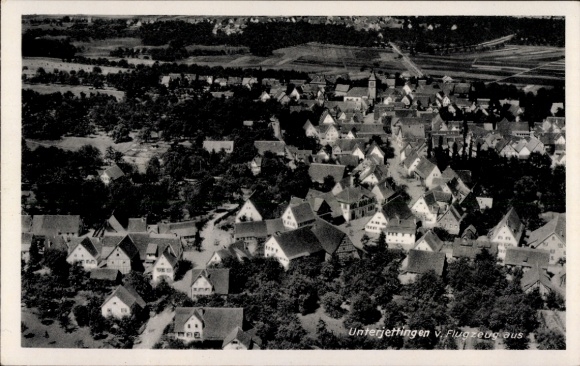 Postcard Unterjettingen Jettingen in Württemberg, aerial photograph