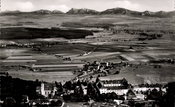 Postcard Leutkirch im Allgäu Württemberg, Zeil Castle, aerial photograph