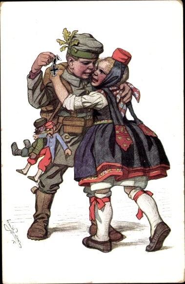Artist PC Beithan, Emil, boy as a soldier, farewell to his lover, girl in Hessian costume