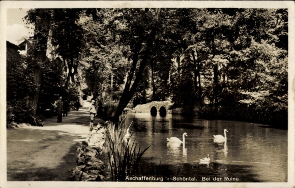 Postcard Aschaffenburg in Lower Franconia, Schöntal, near the ruins