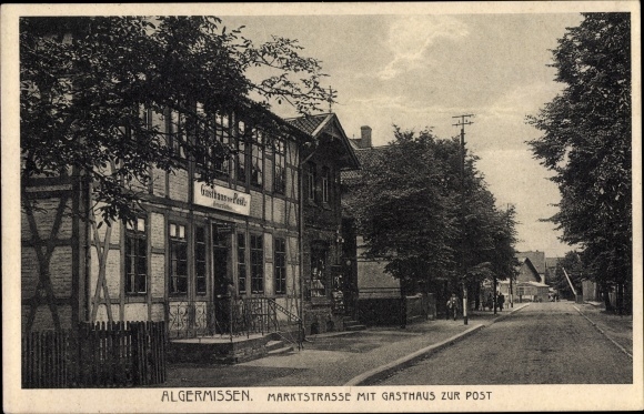 Postcard Algermissen district of Hildesheim, Marktstrasse, Inn zur Post