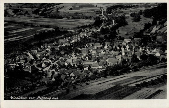 Postcard Wenkheim Werbach an der Ta, aerial photography