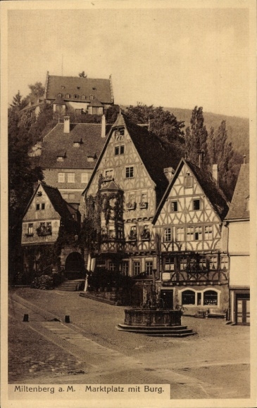 Postcard Miltenberg am Main Lower Franconia, market square, castle