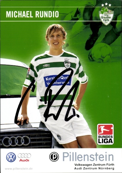 Autograph card footballer Michael Rundio, SpVgg Greuther Fürth, autograph