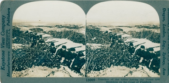 Stereo photo Trenches of the Allies on the coast of Flanders, I WW