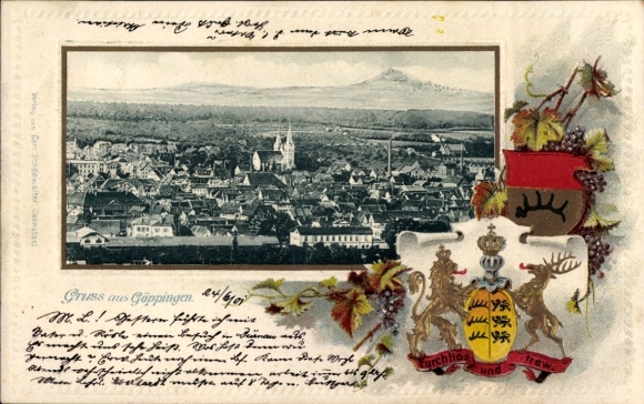 Präge Wappen Ak Göppingen in Württemberg, Gesamtansicht