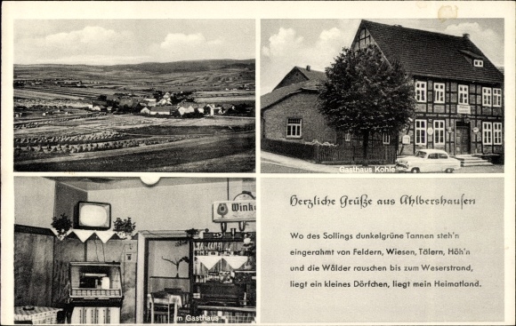 PC Ahlbershausen Uslar im Solling, panorama, Gasthaus Heinrich Kohl, car, television, music box