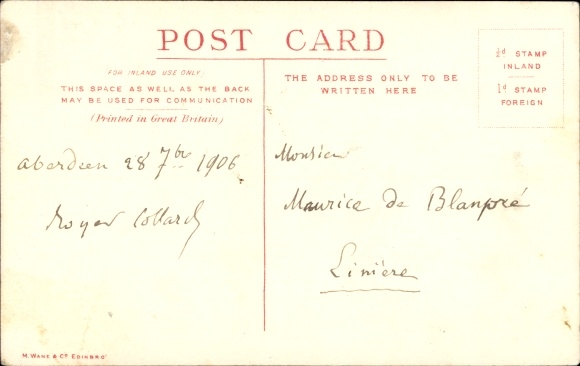 Postcard Scots in costume, McKenzie tartan, bagpipes
