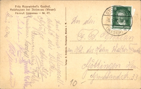 Postcard Holzhausen Stolzenau on the Middle Weser, Inn, Veranda