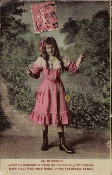Ak Mädchen beim Spielen, Diabolo