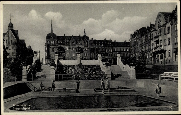 Postcard Auerbach in Vogtland Saxony, Siegelohplatz, partial view