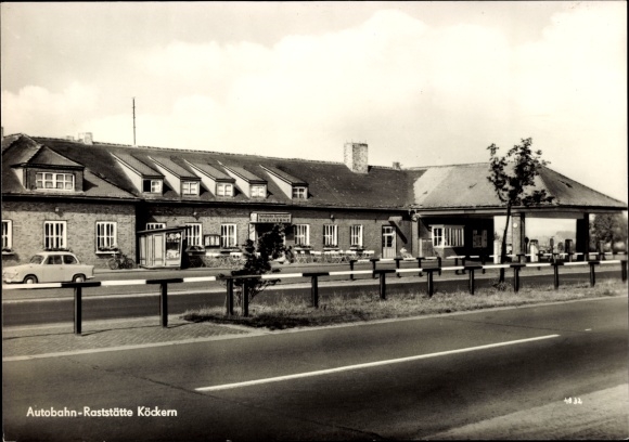 Ak Köckern Sandersdorf Brehna, Autobahn rustplaats Köckern, tankstation
