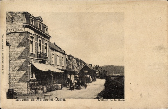 Ak Marche les Dames Wallonie Namur, Bahnhofshotel