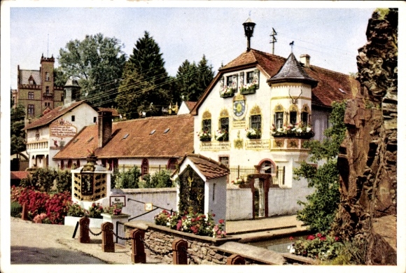 Postcard Rettershof Kelkheim Taunus, monastery estate, coffee for the happy farmer, exterior view, riding school