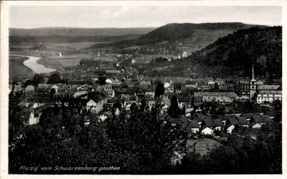 PC Merzig an der Saar Saarland, city panorama from Schwarzenberg