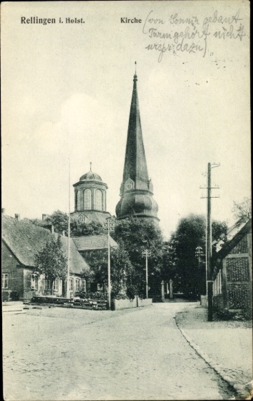 Ansichtkaart Rellingen in Holstein, kerk