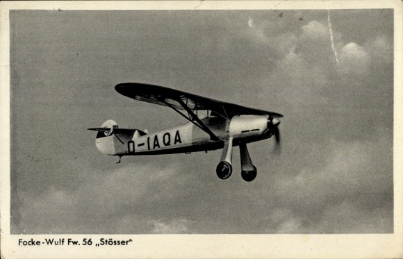 Postcard Focke-Wulf Fw 56 Stösser, propeller aircraft of the Luftwaffe, D IAQA