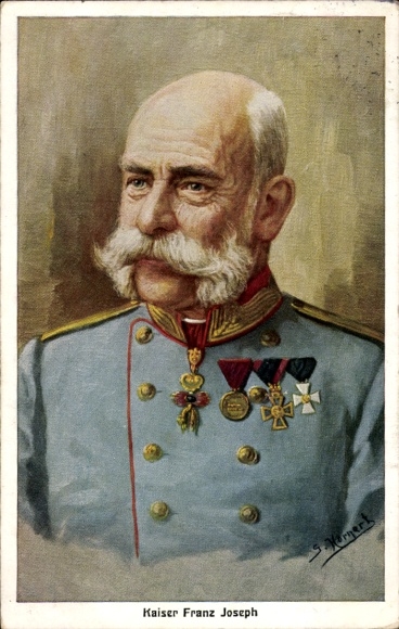 Artist Postcard Hornert, G., Emperor Franz Joseph I, portrait in uniform, order